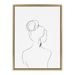 Kate and Laurel Sylvie Minimalist Woman 2 Framed Canvas by Teju Reval of SnazzyHues, 18x24, Bright Gold - 1 of 4