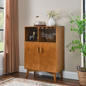 Wine Cabinet With Wine Glass Rack And Wine Rack And Adjustable Shelves, Kitchen Coffee Bar Cabinet, For Home Farmhouse Dining Room - 1 of 4