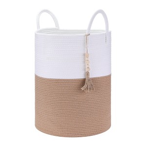 Unique Bargains Handcrafted Odorless Cotton Rope Widened Handles Storage Basket - 1 of 4