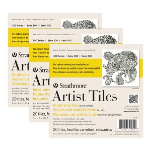 Strathmore 300 Series Artist Tiles, Bristol, Smooth Finish, 6x6 inch, 20 Sheets Per Pack, 3 Packs - 1 of 2