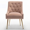 SEYNAR Modern Dining Chairs Set of 2, Upholstered Accent Chair Tufted Back Armless Chair with Back Pull ,Pink,24.5''D*21.6''W*33.3''H - 3 of 4