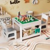Tangkula 4 in 1 Kids Table & Chair Set w/Reversible Graffiti & Building Blocks Tabletop - 2 of 4