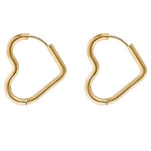 Heart Hoop Earrings for Women by Ginger Lyne Gold Stainless Steel Lightweight Classic Everyday Style - 1 of 4