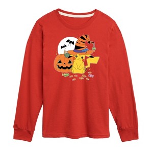 Boys' - Pokémon - Witch Pikachu With Candy Long Sleeve Graphic T-Shirt - 1 of 4