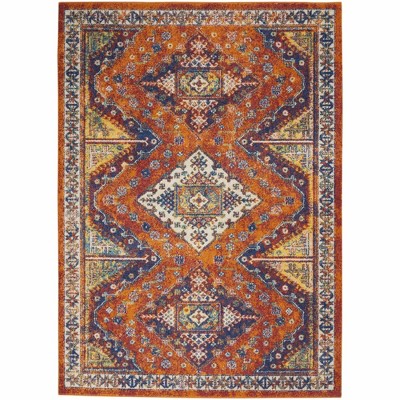 Bohemian Spirit Orange Diamond Synthetic 5'3" x 7'3" Area Rug