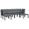 vidaXL Patio Furniture Set Sofa for Garden Lawn Black and Gray Poly Rattan - 3 of 4