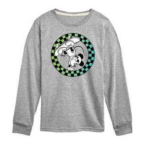 Boys' - Disney - Mickey Skateboarding Checkered Circle Long Sleeve Graphic T-Shirt - 1 of 4