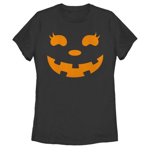 Women's Chin Up Halloween Jack O' Lantern Face T-shirt : Target