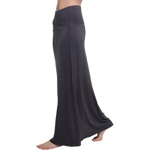 Women's Fold-Over Flare Maxi Skirt - Stylish Spandex Long Skirt for All-Day Comfort Dark Shadow - 1 of 4