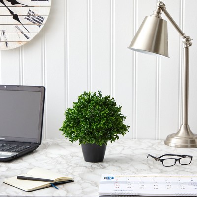 Verdant Boxwood 10" Artificial Topiary in Plastic Pot for Outdoor Use