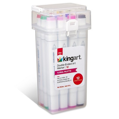 KINGART PRO Double-Ended Markers 12 Floral Colors