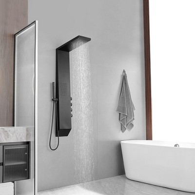 Matte Black Multi-Function Brass Shower Panel System