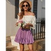 Women's Pleated Skater Skirt - High Waist Flared Mini with Ruffles for Casual Wear Purple Red Purple Red Large - 3 of 4