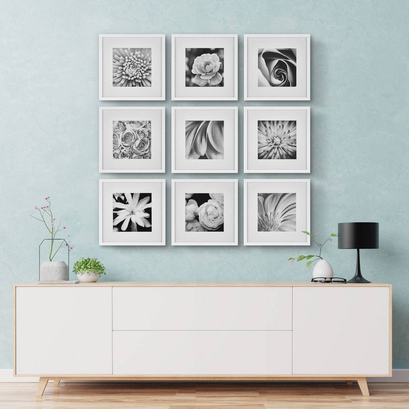 Gallery Perfect (Set of 9) White Square Photo Frame Gallery Wall Kit with Decorative Art Prints and Hanging Template, 3 of 6