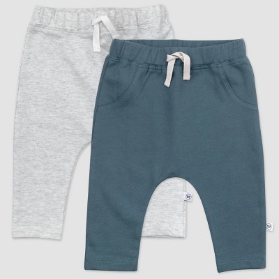Honest Baby Boys' 2pk Organic Cotton Harem Pull-On Sweatpants - Gray/Blue 0-3M