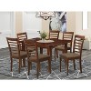 Dinette Set for 4 - Small Kitchen Table with Chairs - Modern Design - Saddle Brown Finish - 2 of 4