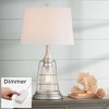 Franklin Iron Works Fisher Coastal Table Lamp 28 3/4" Tall Galvanized Cage with Nightlight LED Table Top Dimmer Drum Shade for Bedroom Living Room - 2 of 4