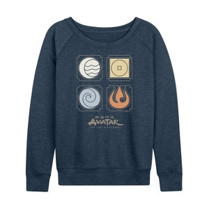 Women's - Avatar: The Last Airbender - Nations Symbols Lightweight French Terry Wide Neck Long Sleeve Shirt - 1 of 4