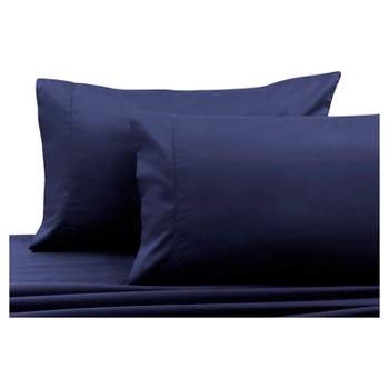 Cotton Sateen Pillowcase Pair (Standard) Navy Blue 750 Thread Count - Tribeca Living
