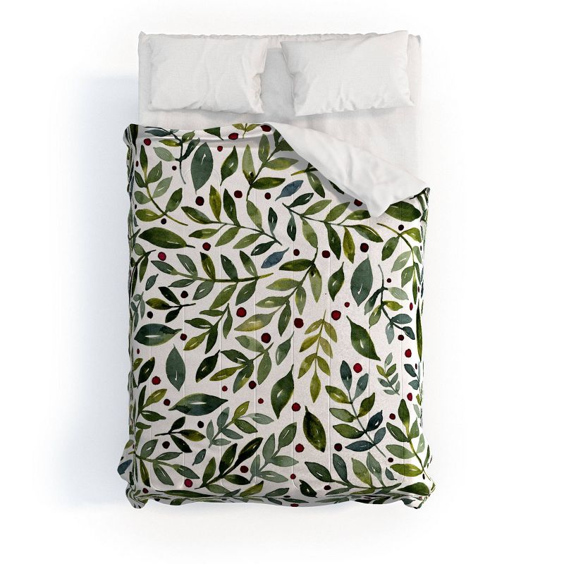 Deny Designs Angela Minca Seasonal Branches Comforter Set Green, 1 of 4