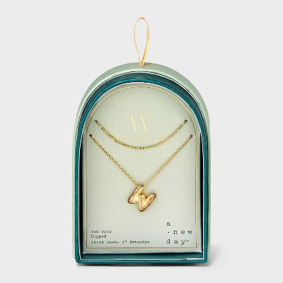 14K Gold Dipped Initial Bubble Multi-Strand Pendant Necklace - A New Day™ Gold
