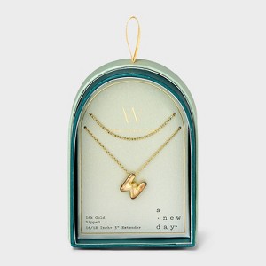 14K Gold Dipped Initial Bubble Multi-Strand Pendant Necklace - A New Day™ Gold - 1 of 4
