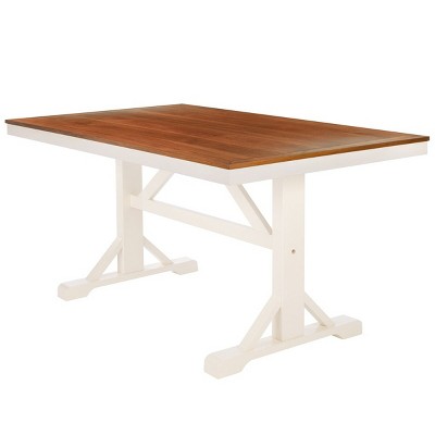 Contemporary Akash 62" White and Natural Wood Dining Table