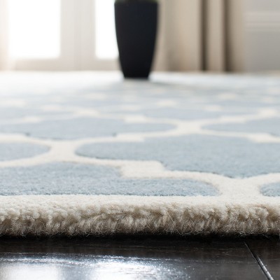 Ivory Blue Elegance Hand-Tufted Wool Area Rug - 27"x11"