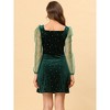 INSPIRE CHIC Women's Mesh Sheer Puff Long Sleeve Square Neck Glitter Star Mini Velvet Dress - 4 of 4