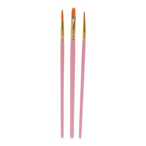 Unique Bargains 3-Piece Set of Pens Applicable Paint Type Oil Paint Brush Style Round Tip Brush Nylon Wood 6.77"-6.89"-6.85" 3Pcs - 1 of 3
