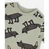 Deux par Deux Boy Printed Organic Cotton Tee Gray Wolf on Teal Background - 6 Years - 4 of 4