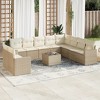 vidaXL 11 Piece Patio Sofa Set with Cushions Beige and Cream Poly Rattan - With Table - 2 of 4