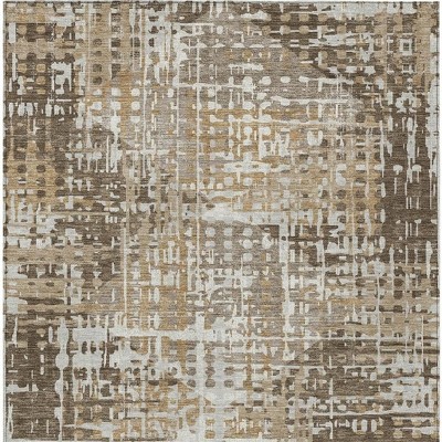 HomeRoots 5' X 8' Brown And Ivory Geometric Washable Indoor Outdoor Area Rug