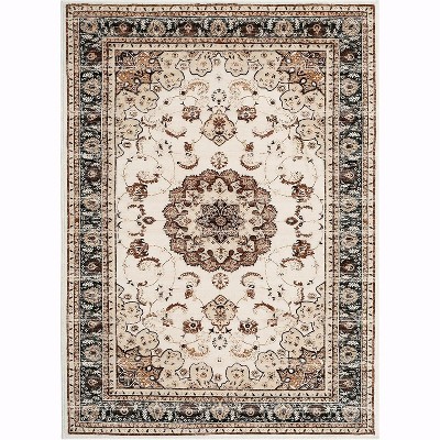 Washable Ultra-Thin Area Rug,Traditional Floral Border Medallion Area Rug,Stain Resistant Non-Shedding Indoor Print Carpet