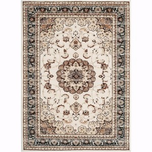 Washable Ultra-Thin Area Rug,Traditional Floral Border Medallion Area Rug,Stain Resistant Non-Shedding Indoor Print Carpet - 1 of 4