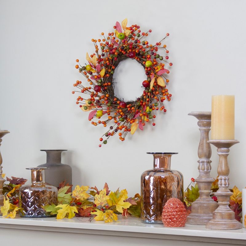 Northlight Berries and Apples Foliage Twig Artificial Thanksgiving Wreath - 18-Inch, Unlit, 2 of 5