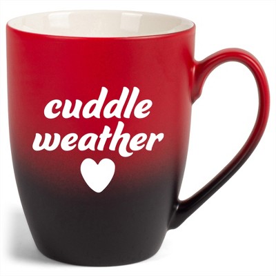 Elanze Designs Cuddle Weather Two Toned Ombre Matte Red and Black 12 ounce Ceramic Stoneware Coffee Cup Mug