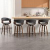 Bekrvio 26" Mid Century Modern Swivel Counter Height Bar Stools Set of 1/2/3/4 - PU Leather Upholstered,Walnut Bent Wood Legs for Kitchen Island - 2 of 4