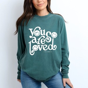 Simply Sage Market S.W.Smiley You Are So Loved Garment Dyed Long Sleeve - 1 of 4