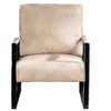 PAGED PU Leather Upholstered Accent Chair with Metal Frame, Mid Century Arm Chair for Bedroom, Reading Room, Black - 4 of 4