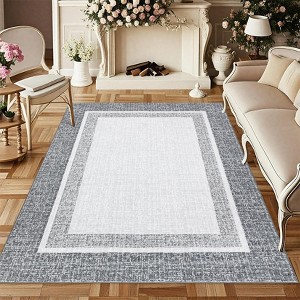 Modern Machine WashableArea Rug with Non Slip Backing Low Pile Accent Rug Foldable Contemporary Indoor Carpet - 1 of 4
