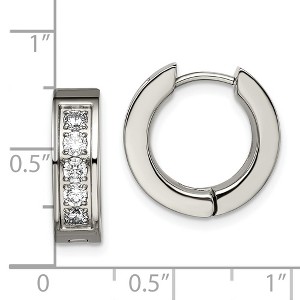 Chisel Titanium Polished Cubic Zirconia 5mm Hinged Hoop Earrings - 1 of 4