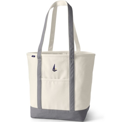 Lands' End Natural Open Top Canvas Tote Bag, Size: Small, White