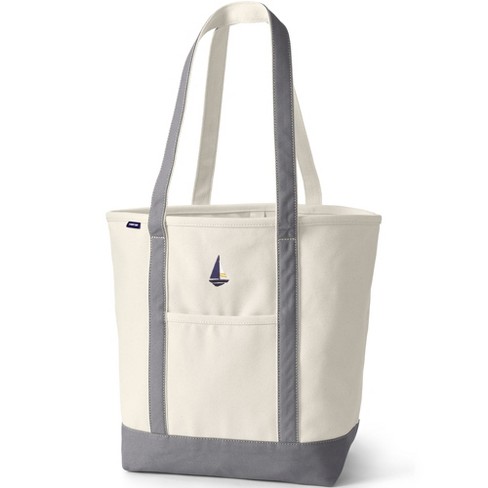 Lands' End Unisex-Adult Natural 5 Pocket Open Top Canvas Tote Bag