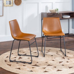 Set of 2 Laslo Modern Upholstered Faux Leather Dining Chairs - Saracina Home - 1 of 4