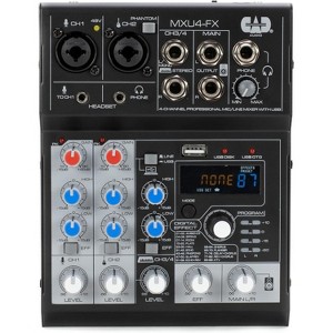 CAD Audio MXU4-FX 4 Channel Mixer with USB Interface and Digital Effects, Black - 1 of 4