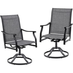 Outdoor Dining Chairs Set of 2, 360°Swivel Patio Dining Chair with Textilene Fabric, Outdoor Metal Armchair All Weather Resistant - 1 of 4