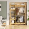 Besiost 41-In Bamboo Garment Rakc with Tower Shelves, Freestanding Closet Organizer with Hanging Rods - 2 of 4