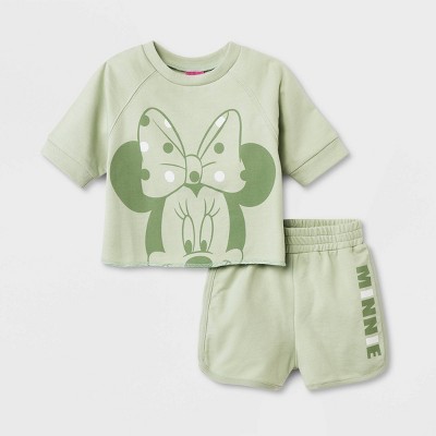 Toddler Girls' Mickey Mouse & Friends Top and Bottom Set - Green 12M