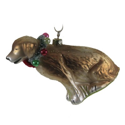 Holiday Ornament 3.75" Festive Yellow Lab Christmas Wreath Pet Dog  -  Tree Ornaments